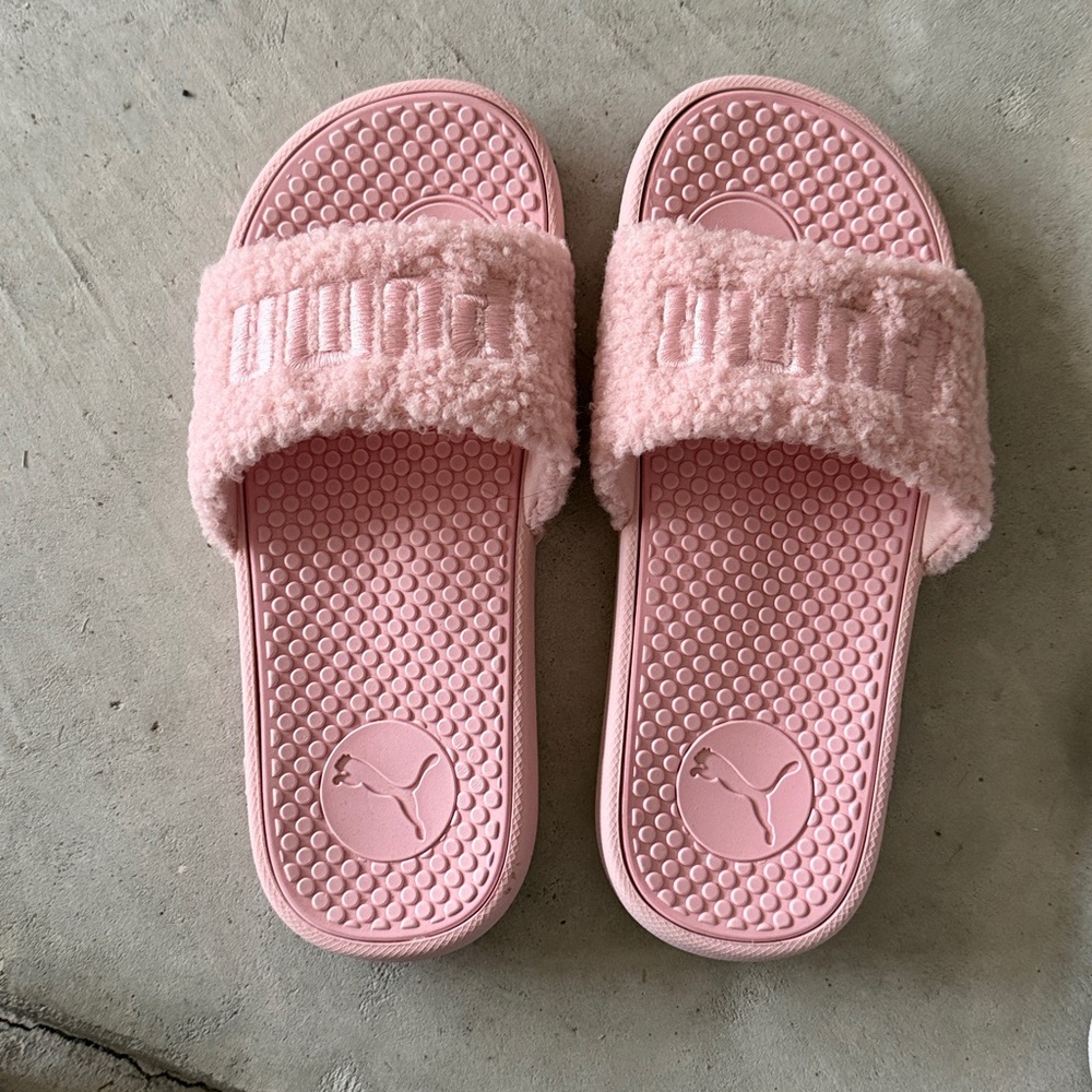 Puma Soft Pink Furry Slides